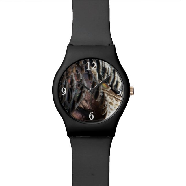 Wild Turkey Feathers I Abstract Nature Design Watch (Close Up)