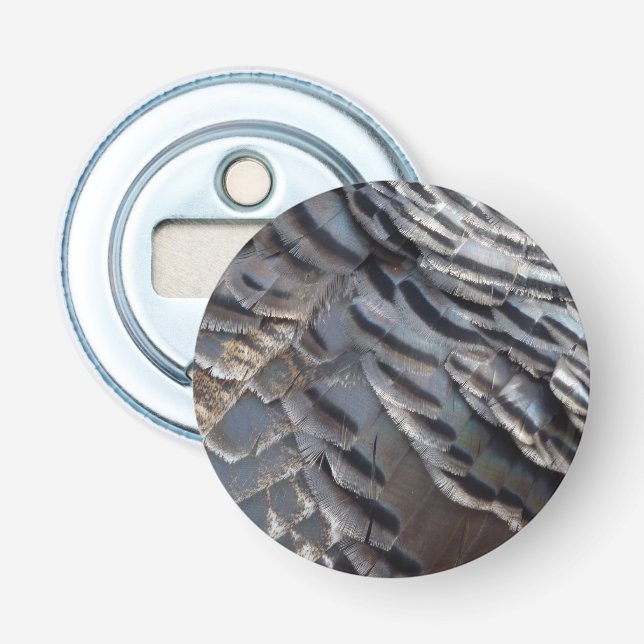 Wild Turkey Feathers II Abstract Nature Design Bottle Opener (Front)