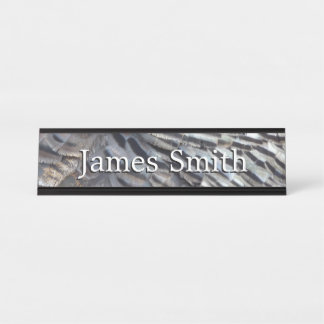 Wild Turkey Feathers II Abstract Nature Design Desk Name Plate