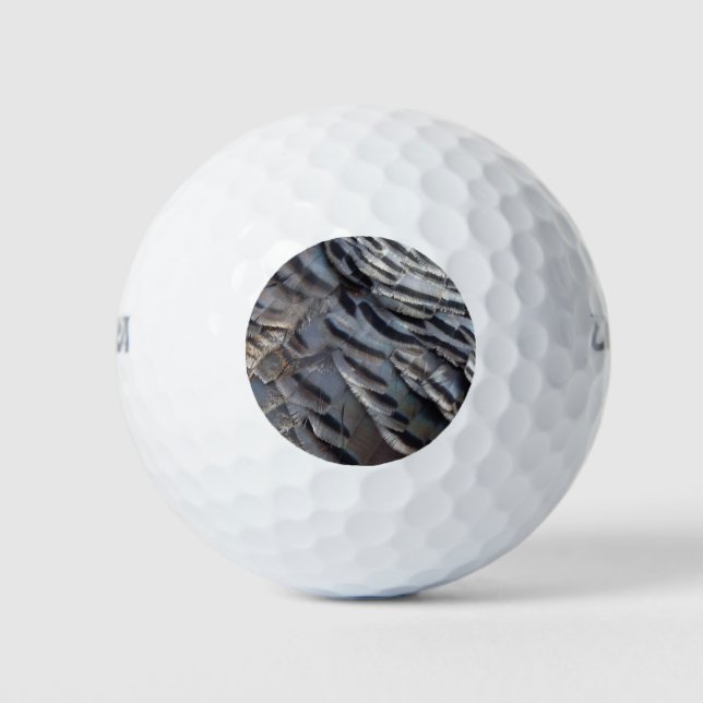 Wild Turkey Feathers II Abstract Nature Design Golf Balls (Front)