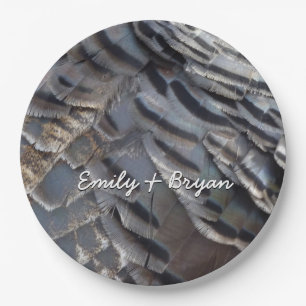 Wild Turkey Feathers II Abstract Nature Design Paper Plate
