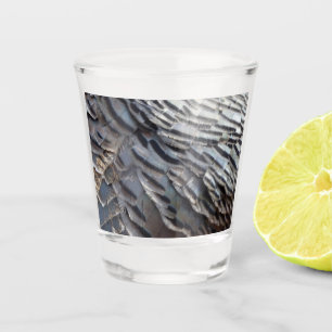 Wild Turkey Feathers II Abstract Nature Design Shot Glass