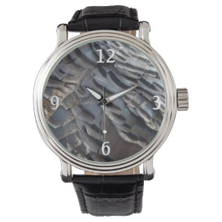 Wild Turkey Feathers II Abstract Nature Design Watch