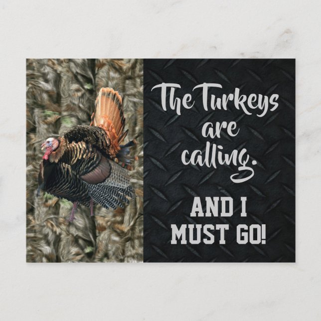 Wild Turkey Hunting Quotes Camo Post Card (Front)