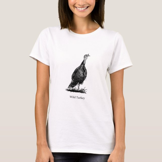 Wild Turkey (line art) T-Shirt (Front)