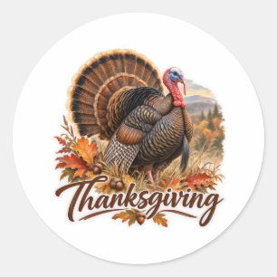 Wild Turkey Thanksgiving Classic Round Sticker