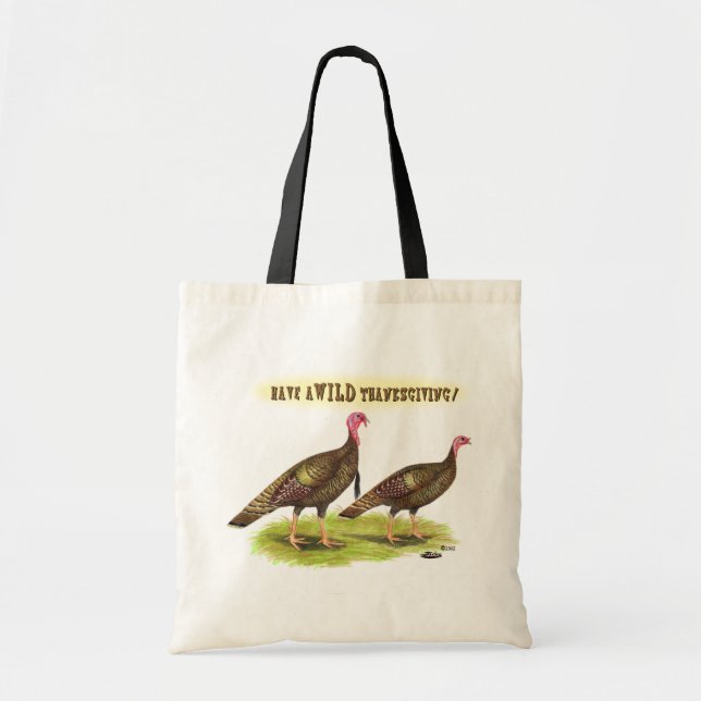 Wild Turkey Thanksgiving Tote Bag (Front)