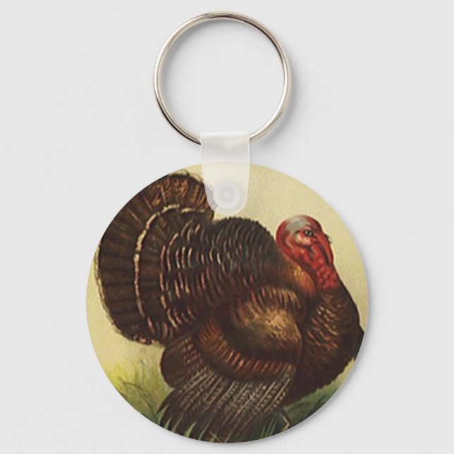 Wild Turkey tom gobbler strutting keychain Bird (Front)