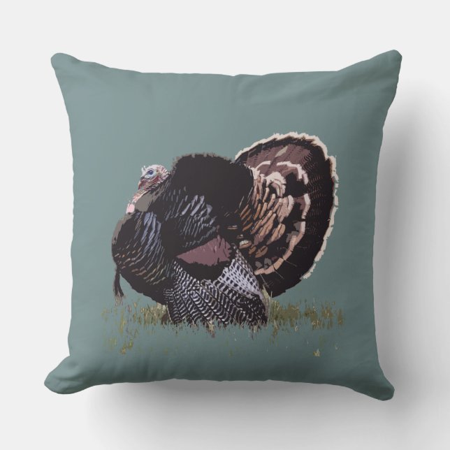 Wild Turkey Watercolor Print Cushion (Front)