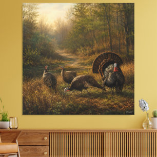 Wild Turkeys in the Autumn Forest Canvas Print
