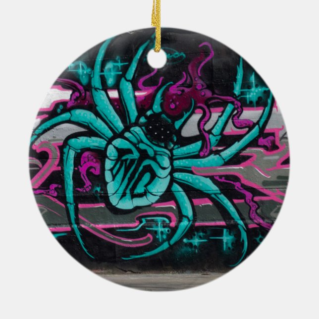 Wild Turquoise Spider Ceramic Tree Decoration (Back)