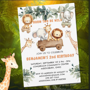 *Wild Two Jungle Safari 2nd Birthday Party Invitation