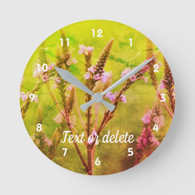 Wild Vervain Flower Abstract Art Personalized  Round Clock (Front)