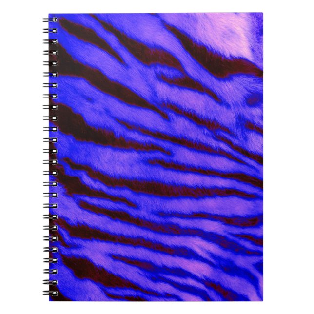 Wild & Vibrant Blue Tiger Stripes Spiral Notebook (Front)