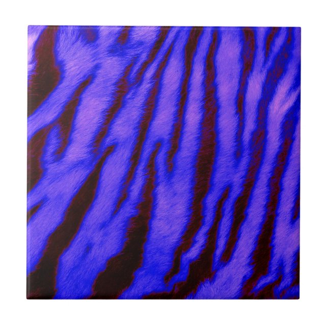 Wild & Vibrant Blue Tiger Stripes Tile (Front)