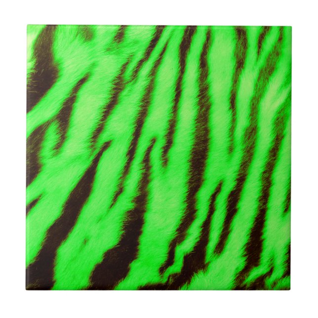 Wild & Vibrant Green Tiger Stripes Tile (Front)