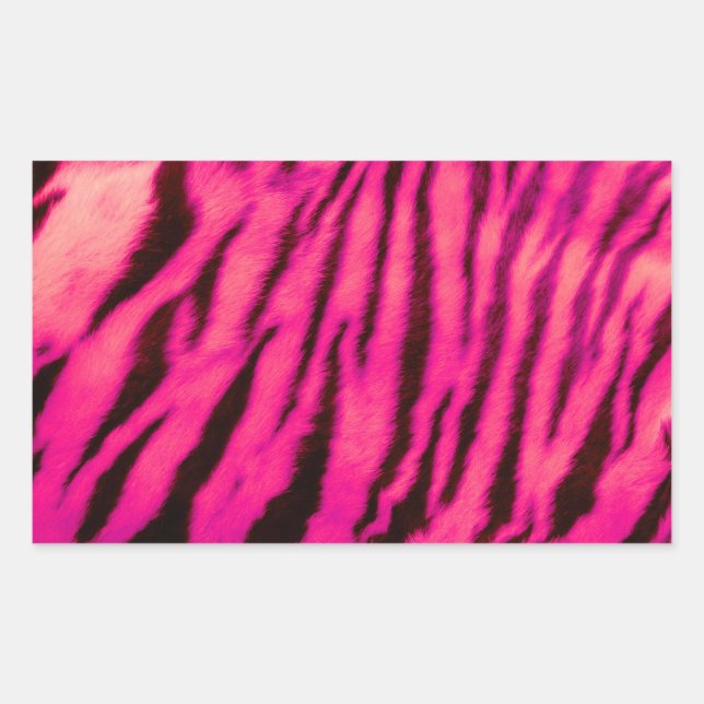 Wild & Vibrant Pink Tiger Stripes Rectangular Sticker (Front)