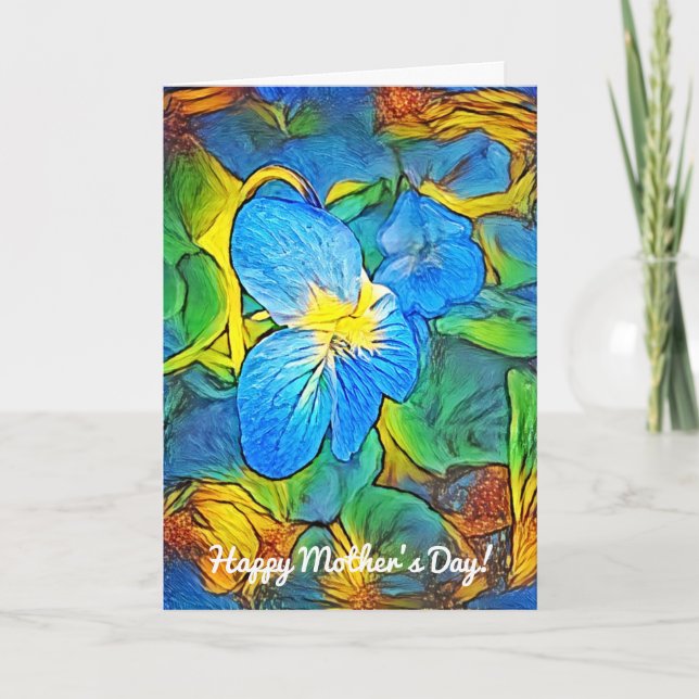 Wild Violet Flower Abstract Mother's Day Card (Front)