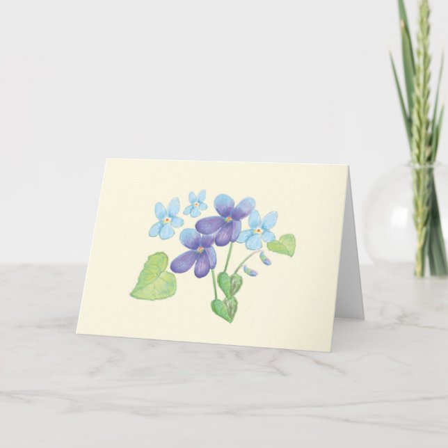 Wild Violet Flowers Illustration   Card (Front)