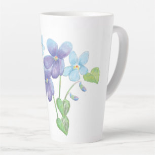 Wild Violet Flowers Illustration   Latte Mug