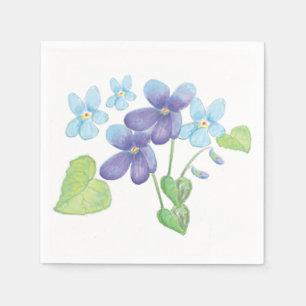 Wild Violet Flowers Illustration Napkin