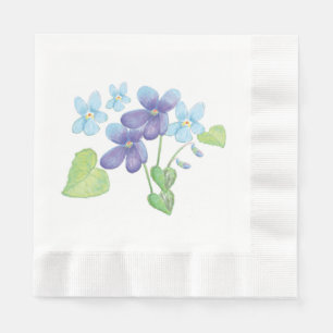 Wild Violet Flowers Illustration Napkin