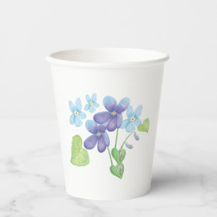 Wild Violet Flowers Illustration Paper Cups