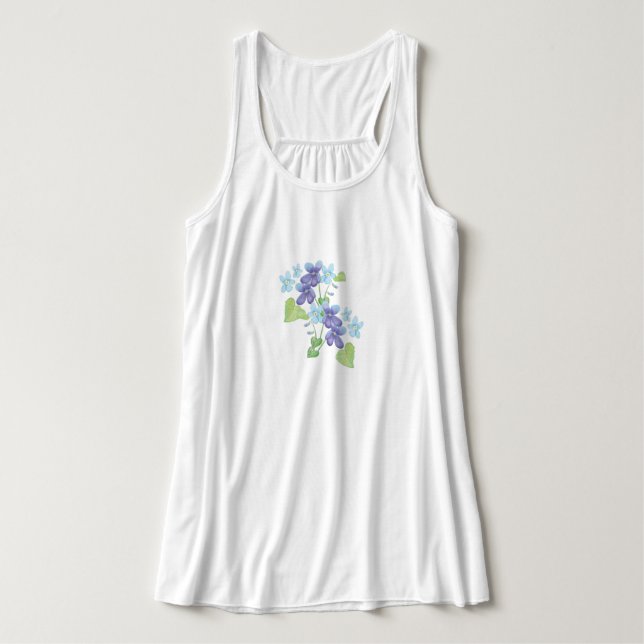 Wild Violet Flowers Illustration Singlet (Design Front)
