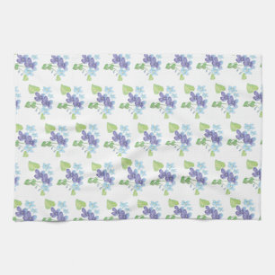 Wild Violet Flowers Illustration Tea Towel