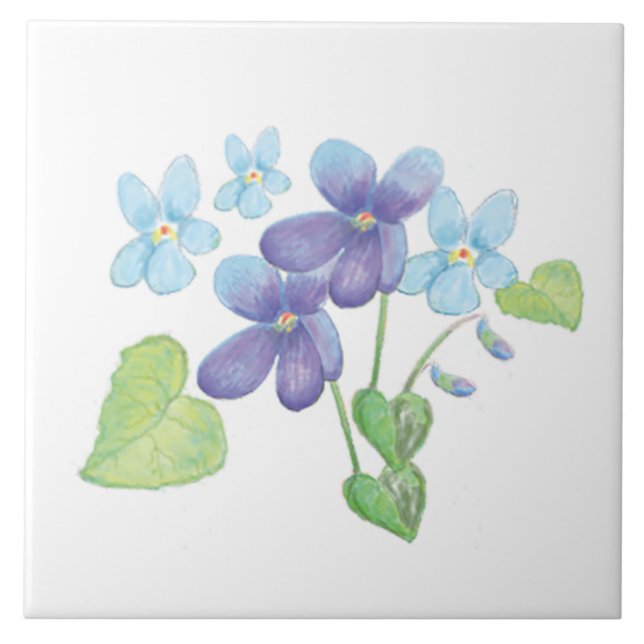 Wild Violet Flowers Illustration  Tile (Front)