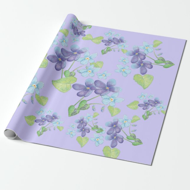 Wild Violet Flowers  Wrapping Paper (Unrolled)