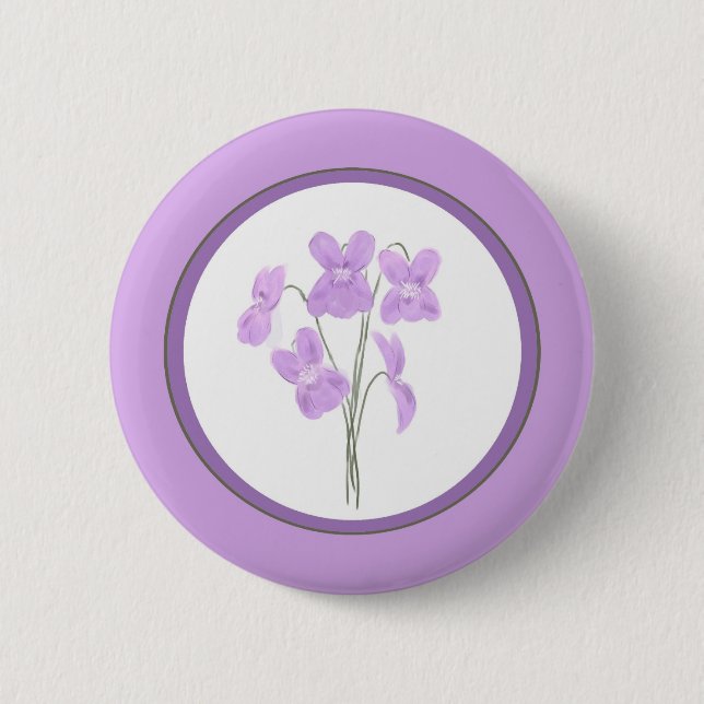 Wild Violet Watercolor Bouquet Button (Front)