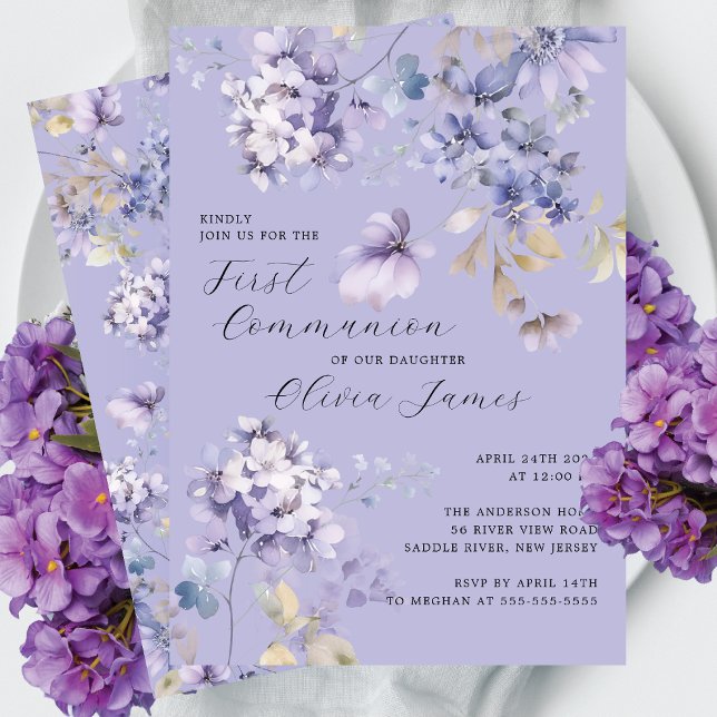 Wild Violets First Holy Communion Invitation (Creator Uploaded)