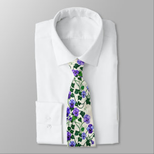 Wild Violets & Ivy Seamless Botanical Pattern Tie