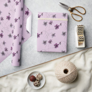 Wild Violets Watercolor Hand-painted Wrapping Paper