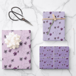 Wild Violets Watercolor Hand-painted Wrapping Paper Sheet