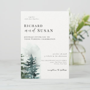 Wild Watercolor Forest Wedding Invitation