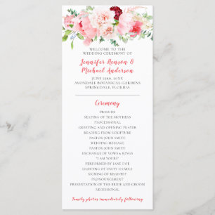 Wild Watercolor Garden Florals Wedding Program Programme