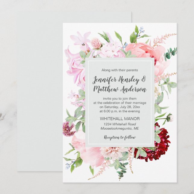 Wild Watercolor Garden Wedding | Invitation (Front/Back)