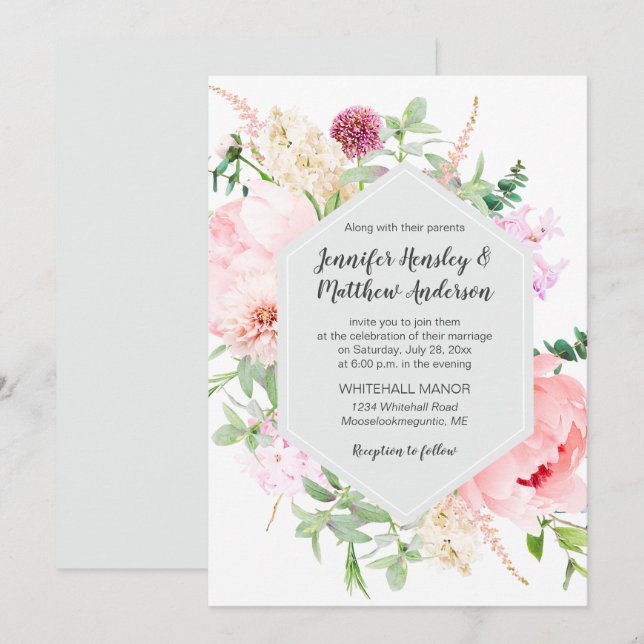 Wild Watercolor Garden Wedding | Invitation (Front/Back)