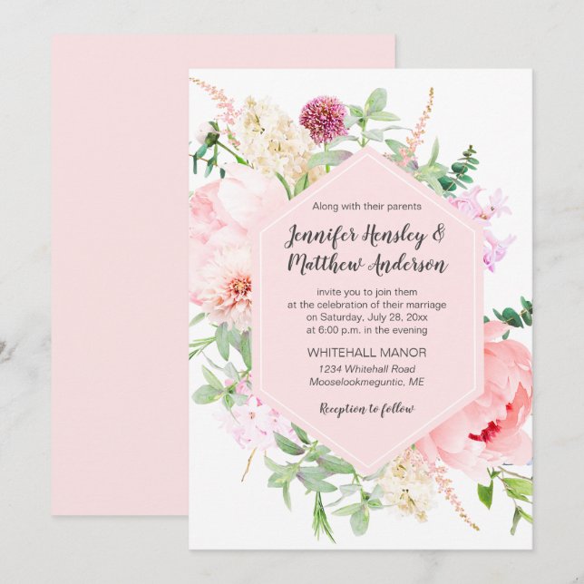 Wild Watercolor Garden Wedding | Invitation (Front/Back)