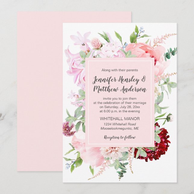 Wild Watercolor Garden Wedding | Invitation (Front/Back)