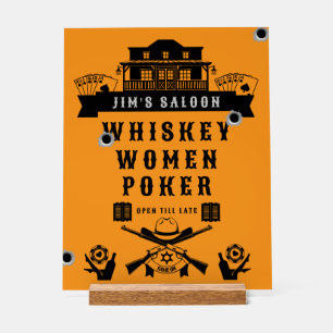 Wild West Americana Poker Acrylic Sign