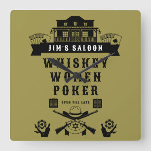 Wild West Americana Poker Square Wall Clock