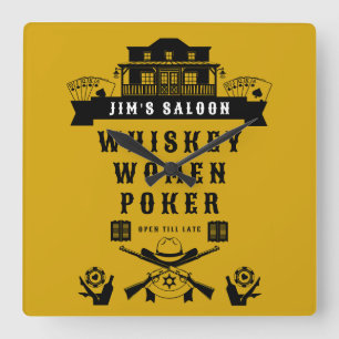Wild West Americana Poker Square Wall Clock