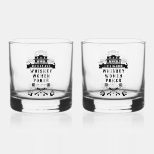 Wild West Americana Poker Whiskey Glass