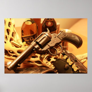Wild west antique Colt Lightning revolver poster