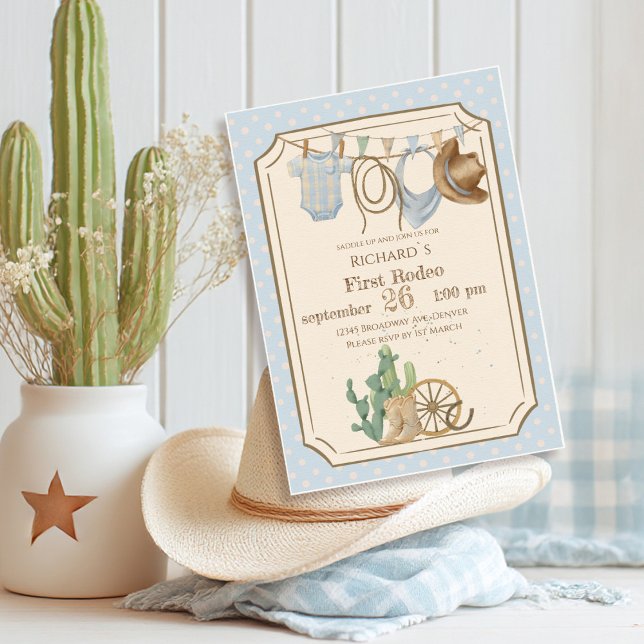 Wild West Baby Cowboy 1st Birthday Invitation (Creator Uploaded)