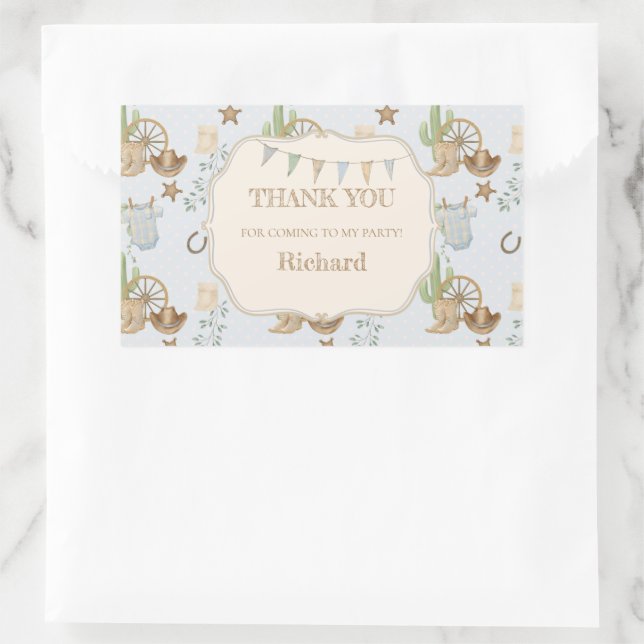 Wild West Baby Cowboy 1st Birthday Rectangular Sticker (Bag)