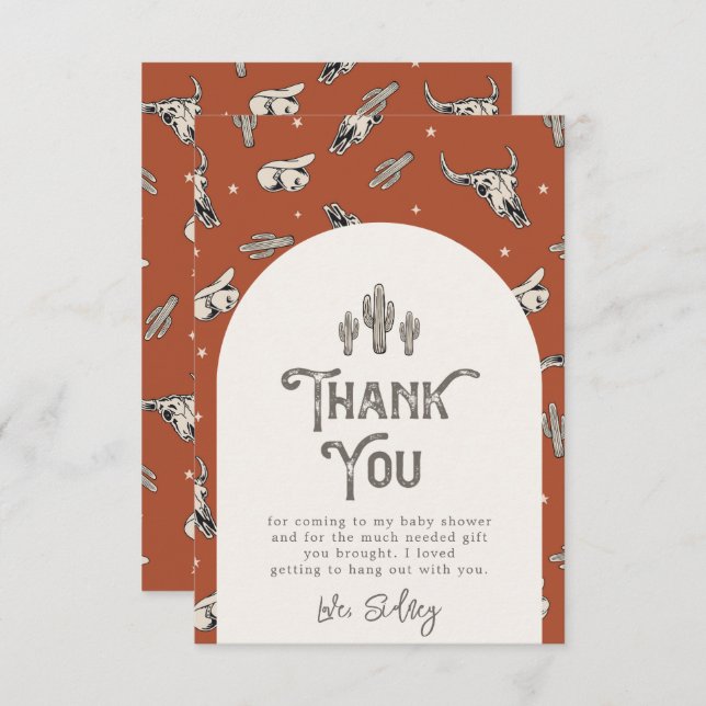 Wild West Baby Shower Thank You Card | Western (Front/Back)